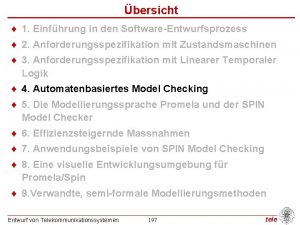 bersicht 1 Einfhrung in den SoftwareEntwurfsprozess 2 Anforderungsspezifikation