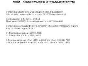 Puz 529 Results of O L run up