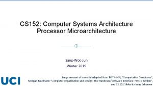 CS 152 Computer Systems Architecture Processor Microarchitecture SangWoo