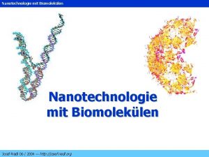 Nanotechnologie mit Biomoleklen Josef Riedl 06 2004 http