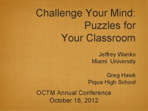 Challenge Your Mind Puzzles for Your Classroom Jeffrey