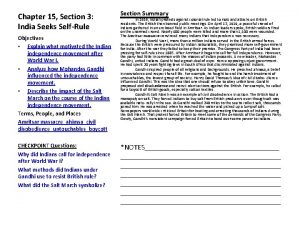 Chapter 15 Section 3 India Seeks SelfRule Objectives
