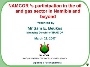 NAMCOR s participation in the oil and gas