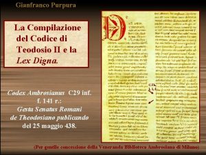 Gianfranco Purpura La Compilazione del Codice di Teodosio