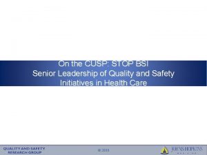 On the CUSP STOP BSI Senior Leadership of