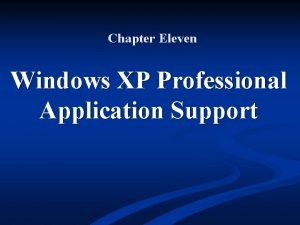 Chapter Eleven Windows XP Professional Application Support Objectives