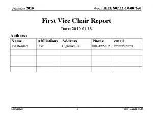 January 2010 doc IEEE 802 11 100076 r