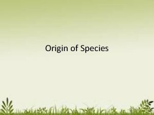 Origin of Species Origins of Species 3 25