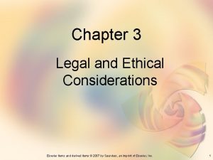 Chapter 3 Legal and Ethical Considerations Elsevier items