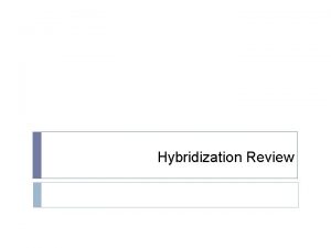 Hybridization Review Objective Today I will be able