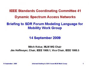IEEE Standards Coordinating Committee 41 Dynamic Spectrum Access