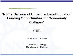 NSFs Division of Undergraduate Education Funding Opportunities for