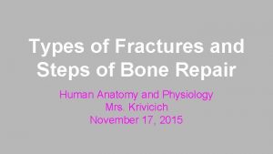 Types of Fractures and Steps of Bone Repair