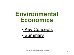 Environmental Economics Key Concepts Summary 2005 SouthWestern College