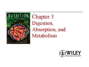 Chapter 3 Digestion Absorption and Metabolism Digestion and