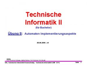 Technische Informatik II fr Bachelor bung 8 Automaten