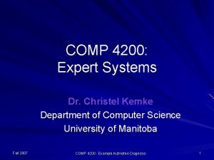 COMP 4200 Expert Systems Dr Christel Kemke Department