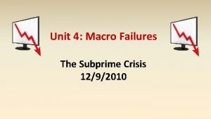 Unit 4 Macro Failures The Subprime Crisis 1292010