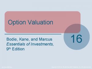 Option Valuation Bodie Kane and Marcus Essentials of