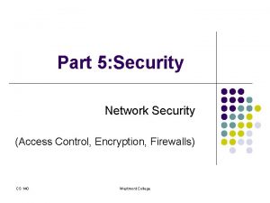 Part 5 Security Network Security Access Control Encryption