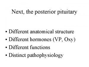 Next the posterior pituitary Different anatomical structure Different