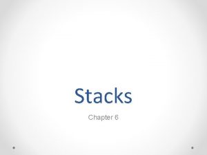 Stacks Chapter 6 The Abstract Data Type Stack