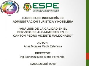 CARRERA DE INGENIERA EN ADMINISTRACIN TURSTICA Y HOTELERA
