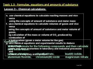 Topic 1 3 Formulae equations and amounts of