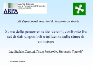 XII Expert panel emissioni da trasporto su strada