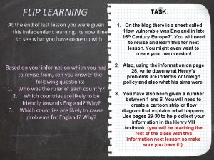 FLIP LEARNING TASK At the end of last