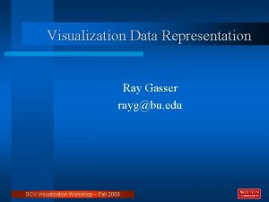 Visualization Data Representation Ray Gasser raygbu edu SCV