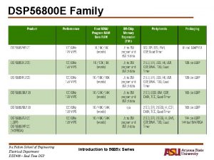 DSP 56800 E Family Ira Fulton School of