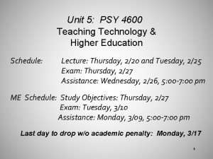 Unit 5 PSY 4600 Teaching Technology Higher Education