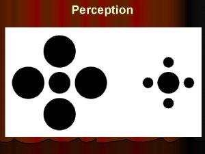 Perception Perception l The organization and interpretation of