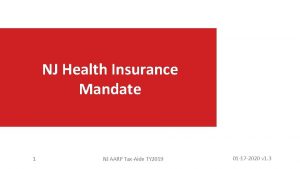 NJ Health Insurance Mandate 1 NJ AARP TaxAide