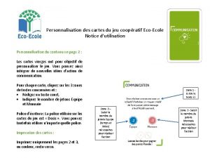 Personnalisation des cartes du jeu coopratif EcoEcole Notice