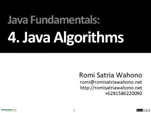 Java Fundamentals 4 Java Algorithms Romi Satria Wahono