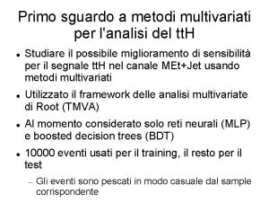 Primo sguardo a metodi multivariati per lanalisi del