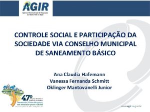 CONTROLE SOCIAL E PARTICIPAO DA SOCIEDADE VIA CONSELHO