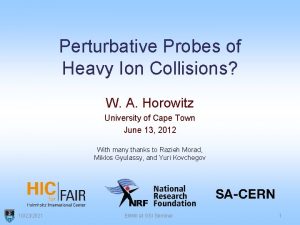 Perturbative Probes of Heavy Ion Collisions W A