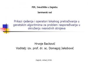 FER Sveuilite u Zagrebu Seminarski rad Prikazi rjeenja