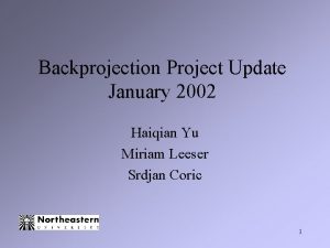 Backprojection Project Update January 2002 Haiqian Yu Miriam