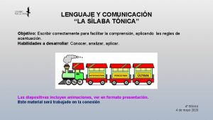 LENGUAJE Y COMUNICACIN LA SLABA TNICA Objetivo Escribir