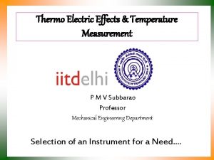 Thermo Electric Effects Temperature Measurement P M V