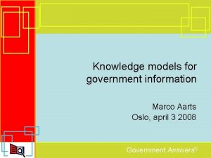 Knowledge models for government information Marco Aarts Oslo