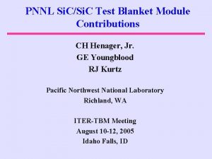 PNNL Si CSi C Test Blanket Module Contributions