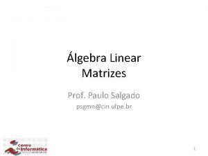 lgebra Linear Matrizes Prof Paulo Salgado psgmncin ufpe