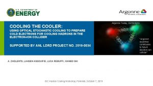 COOLING THE COOLER USING OPTICAL STOCHASTIC COOLING TO