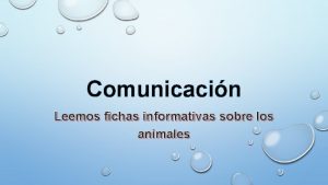 Comunicacin Leemos fichas informativas sobre los animales OBSERVA