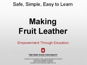 Safe Simple Easy to Learn Making Fruit Leather